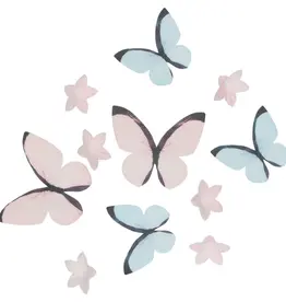 Wilton Eetbare Papieren Bloemen & Vlinders Pastel Roze set/30