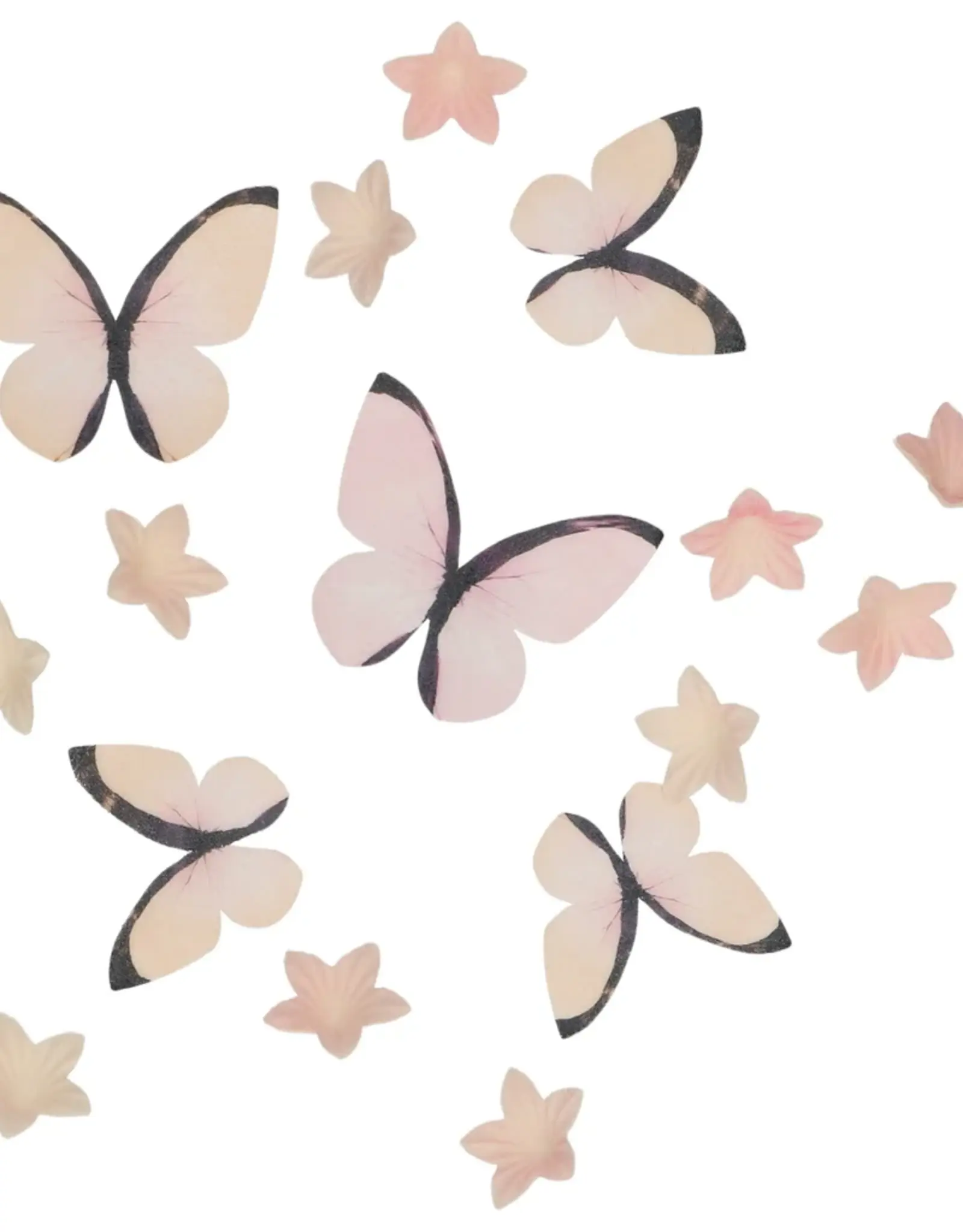 Wilton Wilton Eetbare Papieren Decoraties Bloemen & Vlinders Ombre Roze set/30