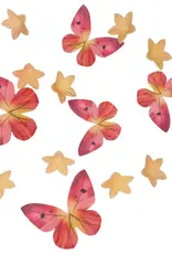 Wilton Wilton Eetbare Papieren Decoraties Bloemen & Vlinders Oranje Roze set/30