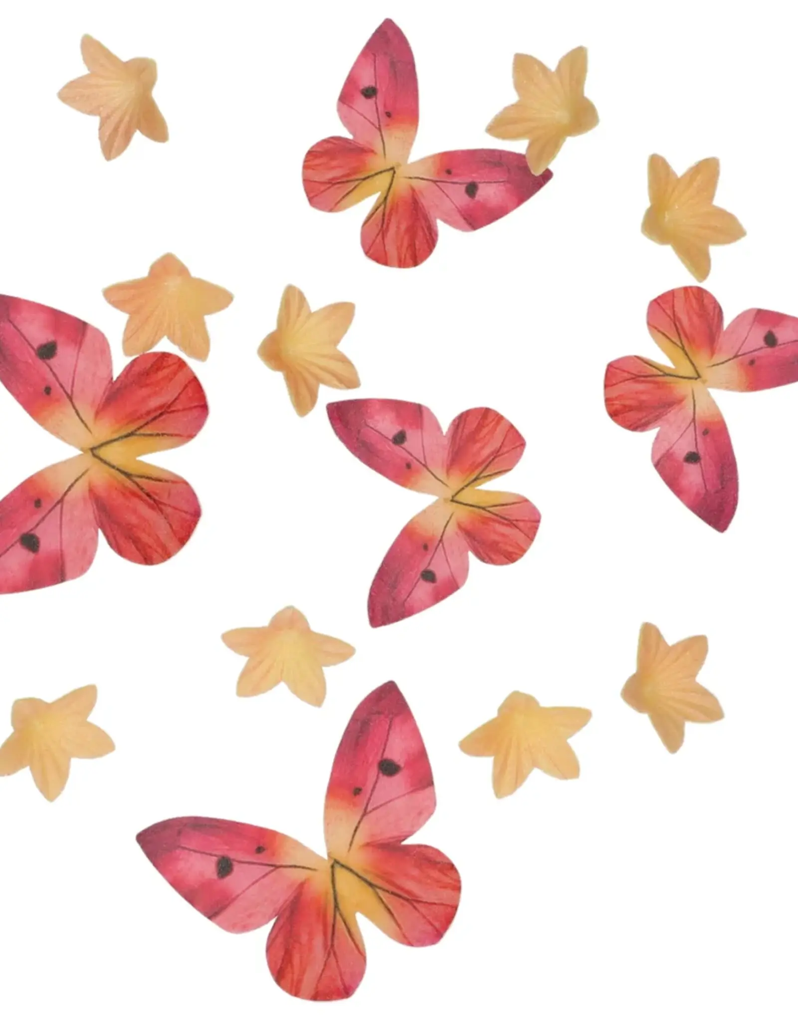 Wilton Wilton Eetbare Papieren Decoraties Bloemen & Vlinders Oranje Roze set/30