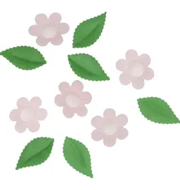 Wilton Eetbare Papieren Bloemen & Bladeren Roze set/11