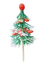 Overig Taartdecoratie Dennenboom Groen Rode Top Prikkers 24 stuks