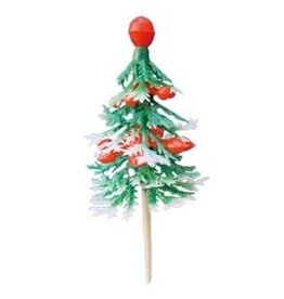Overig Taartdecoratie Dennenboom Groen Rode Top Prikkers 24 stuks