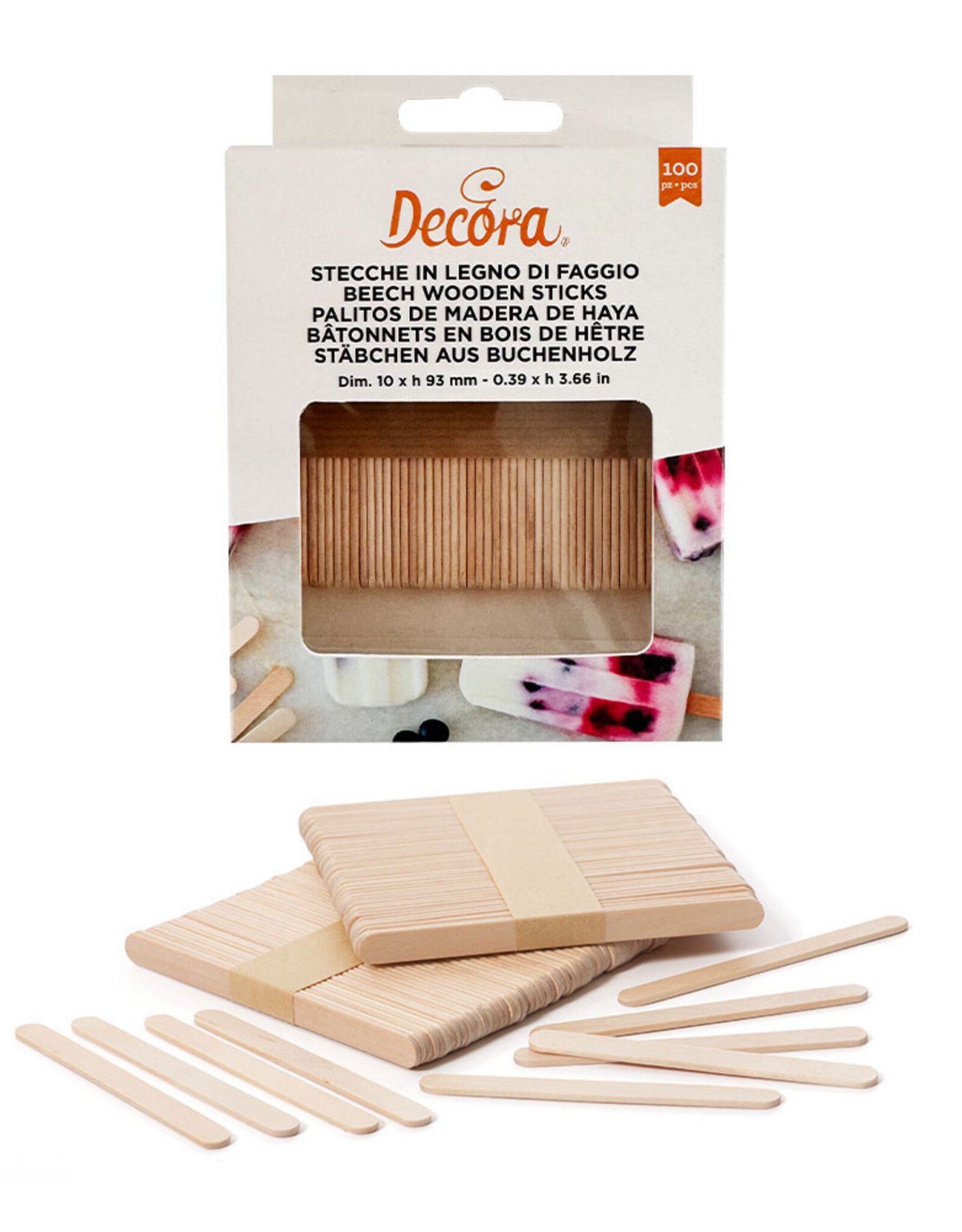 Decora Decora Popsicle Sticks 10x93mm pk/100