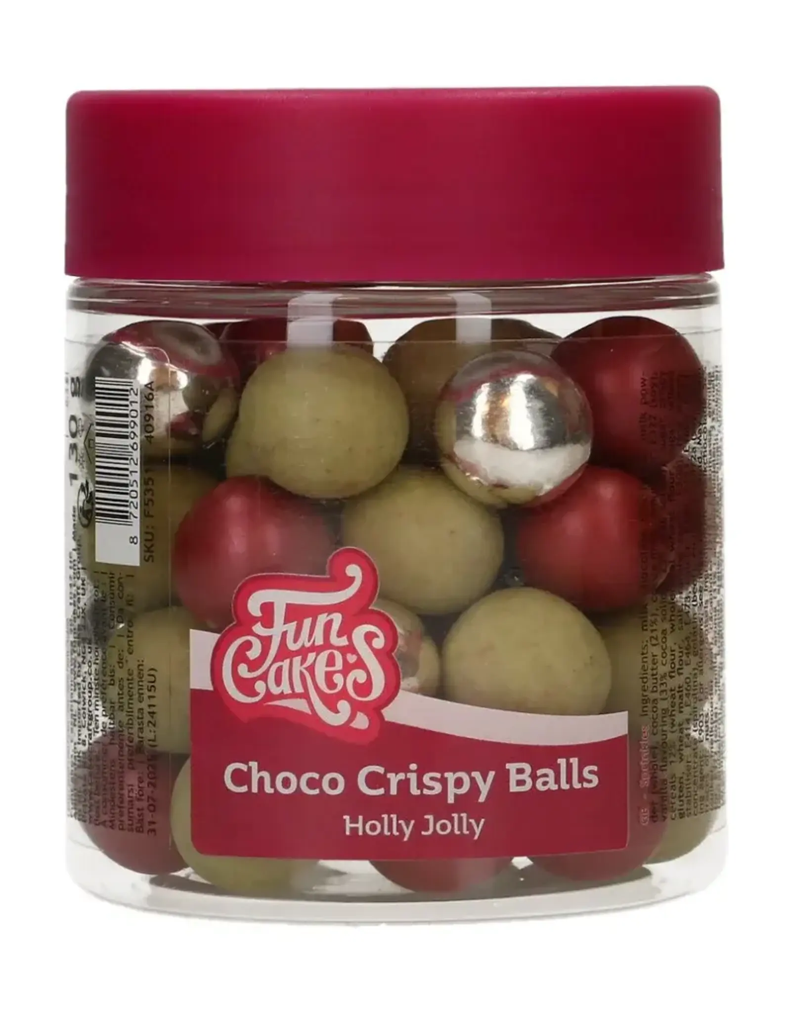 FunCakes FunCakes Choco Crispy Ballen - Holly Jolly