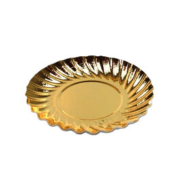 BNC Gebaksschoteltje Rond Ribbel Goud Ø8,8cm pk/25