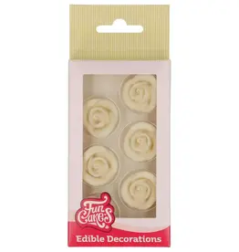 FunCakes Fondant Decoraties Rozen Wit set/6