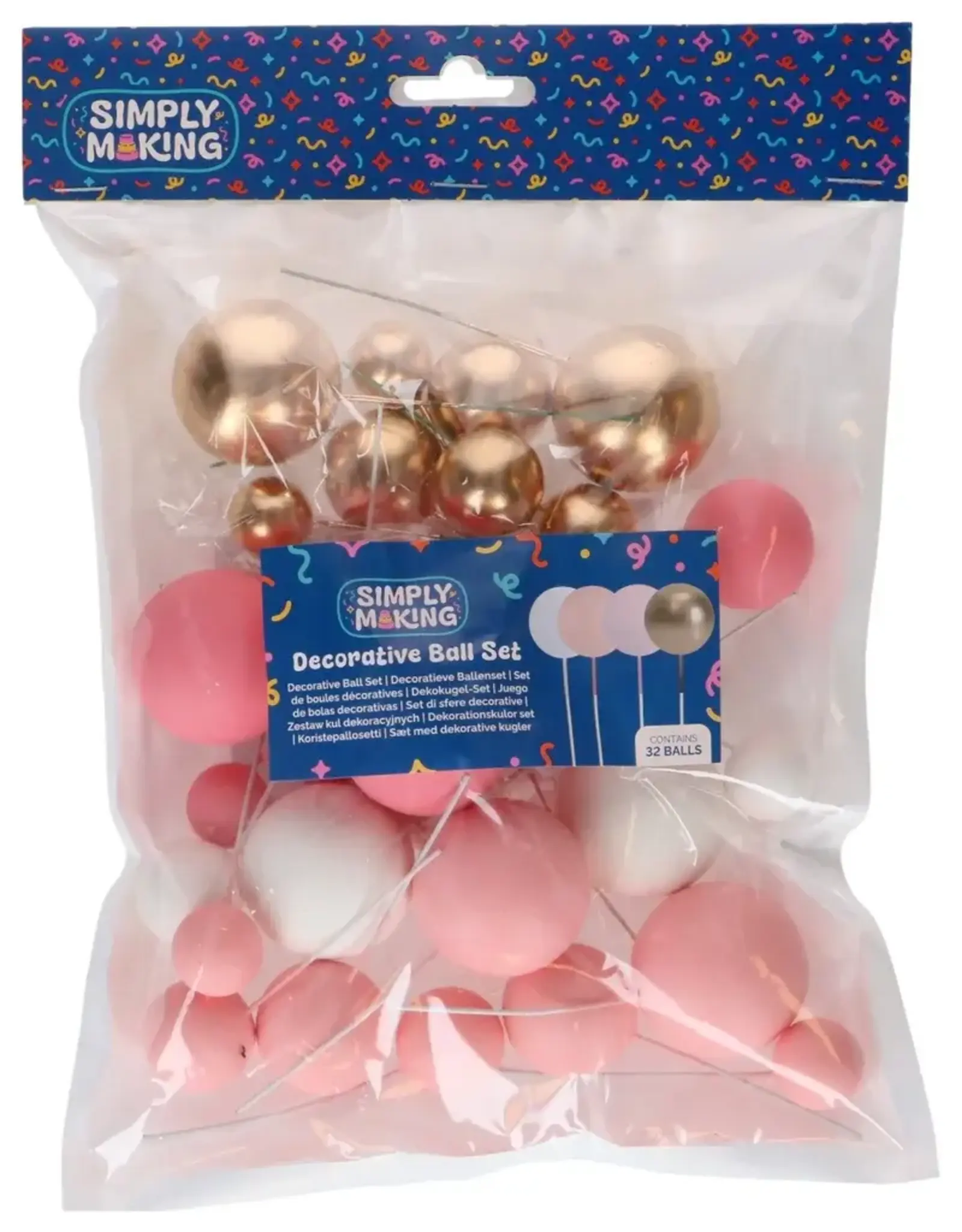 Simply Making Simply Making Decoratieve Ballenset Roze Ombre & Goud pk/32