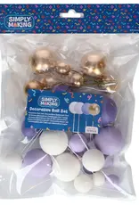 Simply Making Simply Making Decoratieve Ballenset Paars Ombre & Goud pk/32