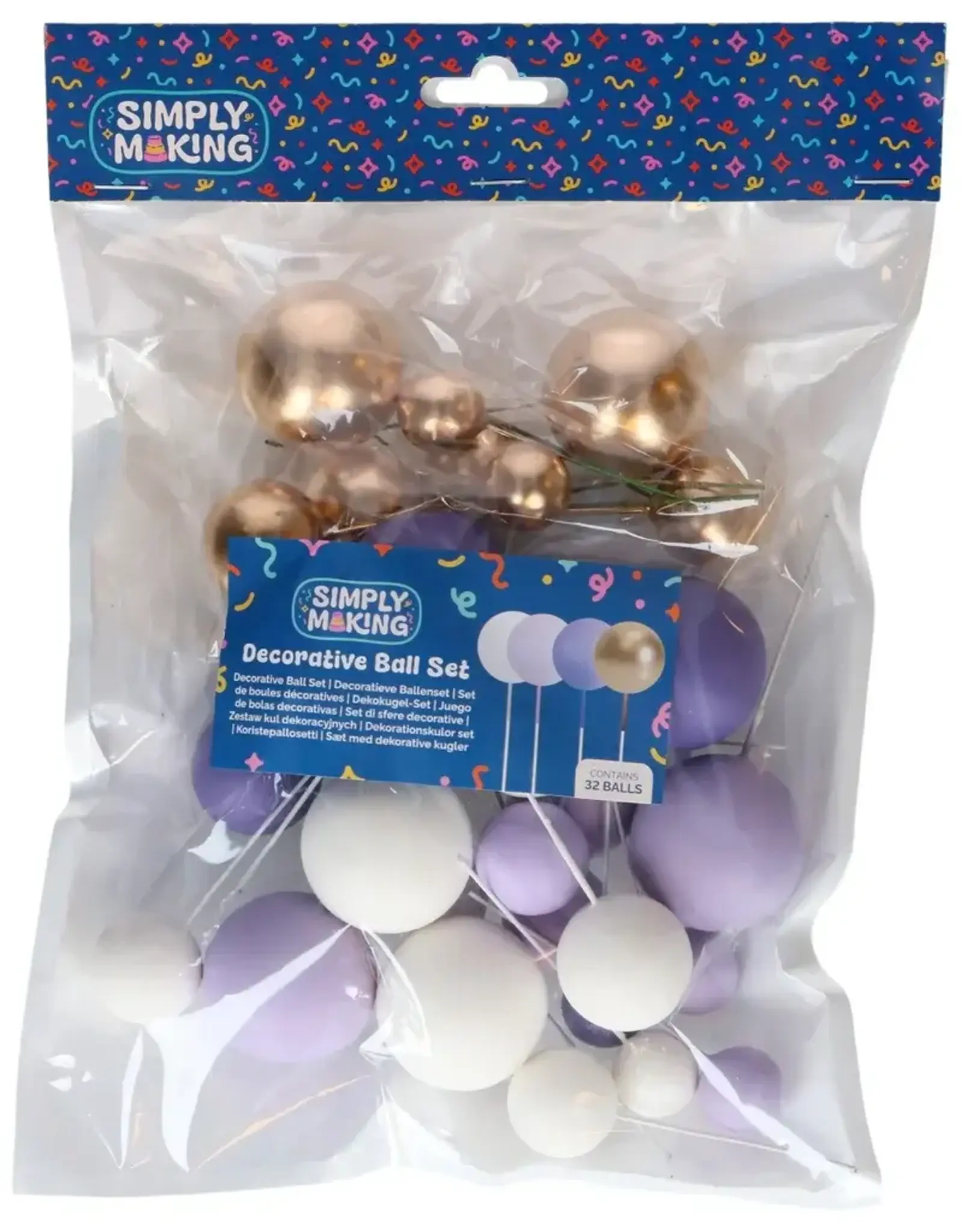 Simply Making Simply Making Decoratieve Ballenset Paars Ombre & Goud pk/32