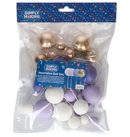 Simply Making Simply Making Decoratieve Ballenset Paars Ombre & Goud pk/32