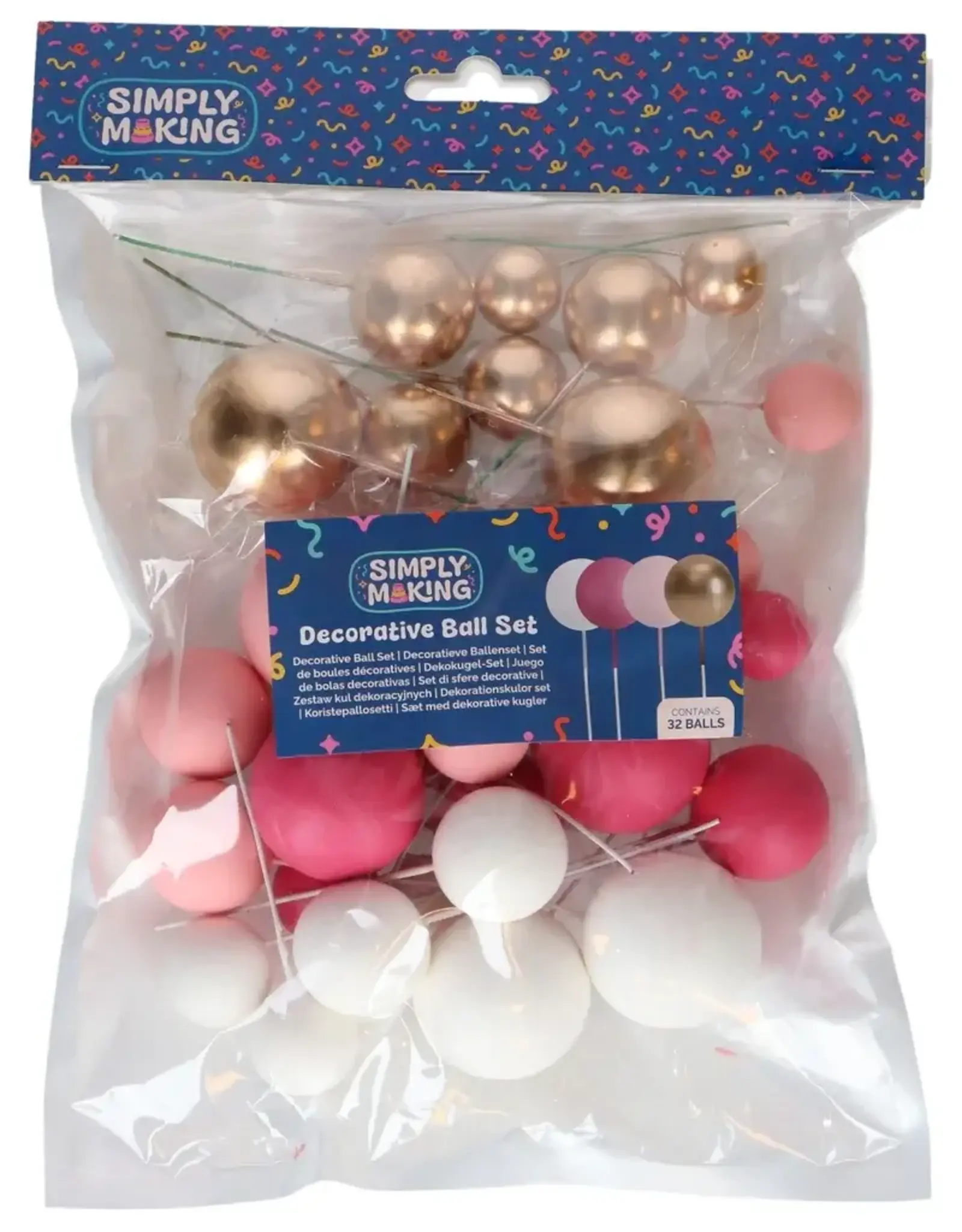 Simply Making Simply Making Decoratieve Ballenset Hot Pink Ombre & Goud