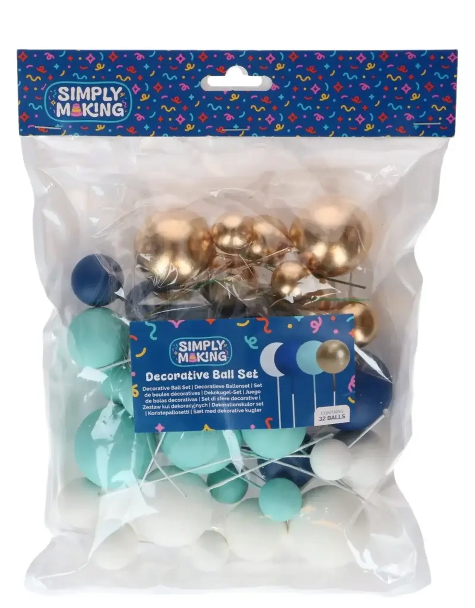 Simply Making Simply Making Decoratieve Ballenset Blauw Ombre & Goud pk/32