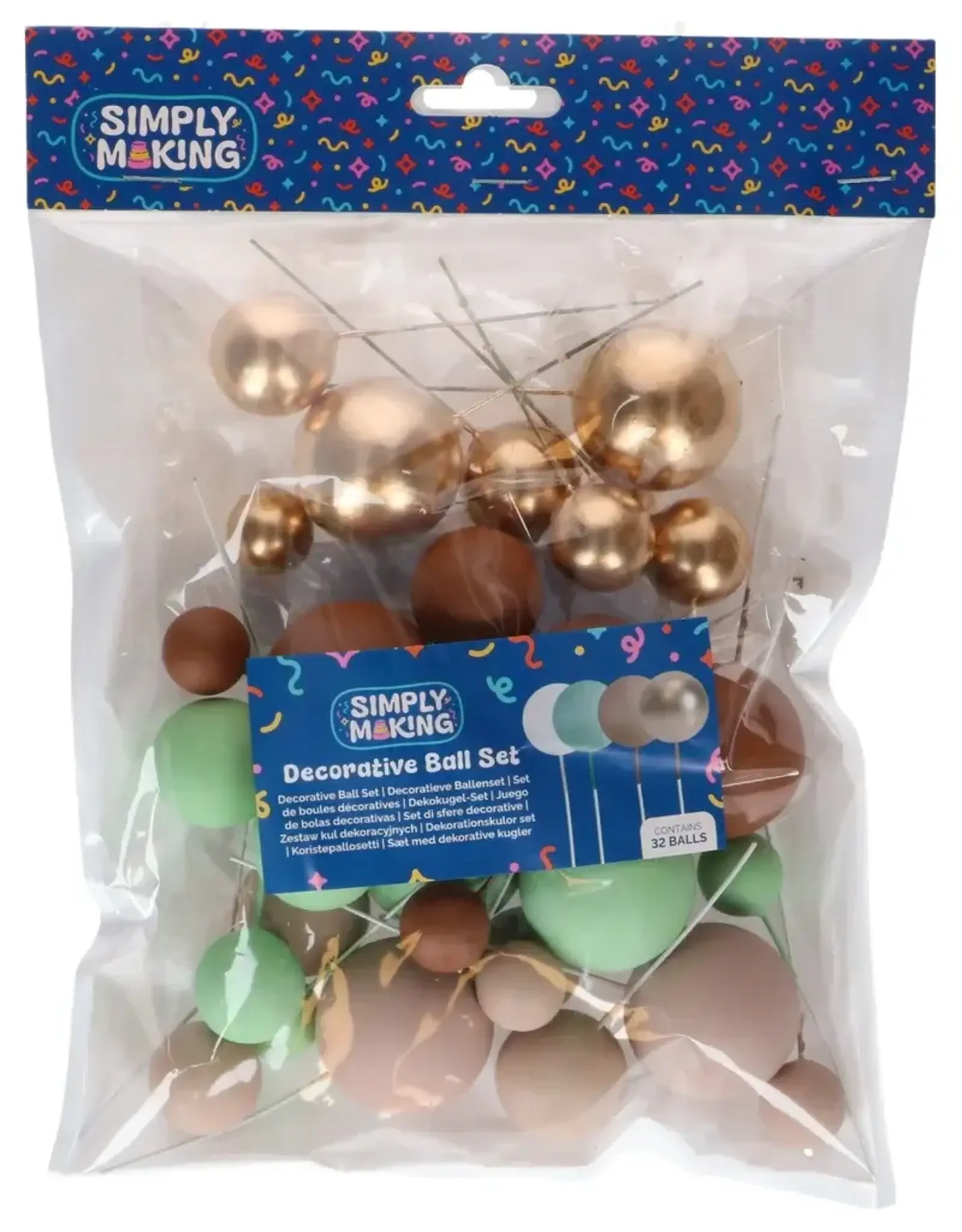 Simply Making Simply Making Decoratieve Ballenset Aardetinten & Goud pk/32