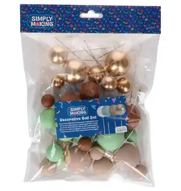 Simply Making Simply Making Decoratieve Ballenset Aardetinten & Goud pk/32