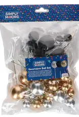 Simply Making Simply Making Decoratieve Ballenset Metallic Goud Zilver & Zwart pk/32