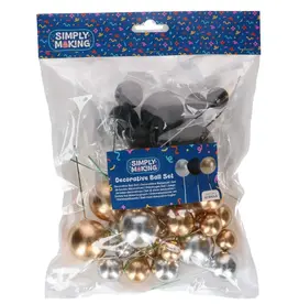 Simply Making Simply Making Decoratieve Ballenset Metallic Goud Zilver & Zwart pk/32