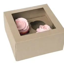 House of Marie Cupcake Box 4 - Kraft pk/2
