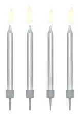 PartyDeco PartyDeco Verjaardag Kaarsen Zilver 6cm pk/6