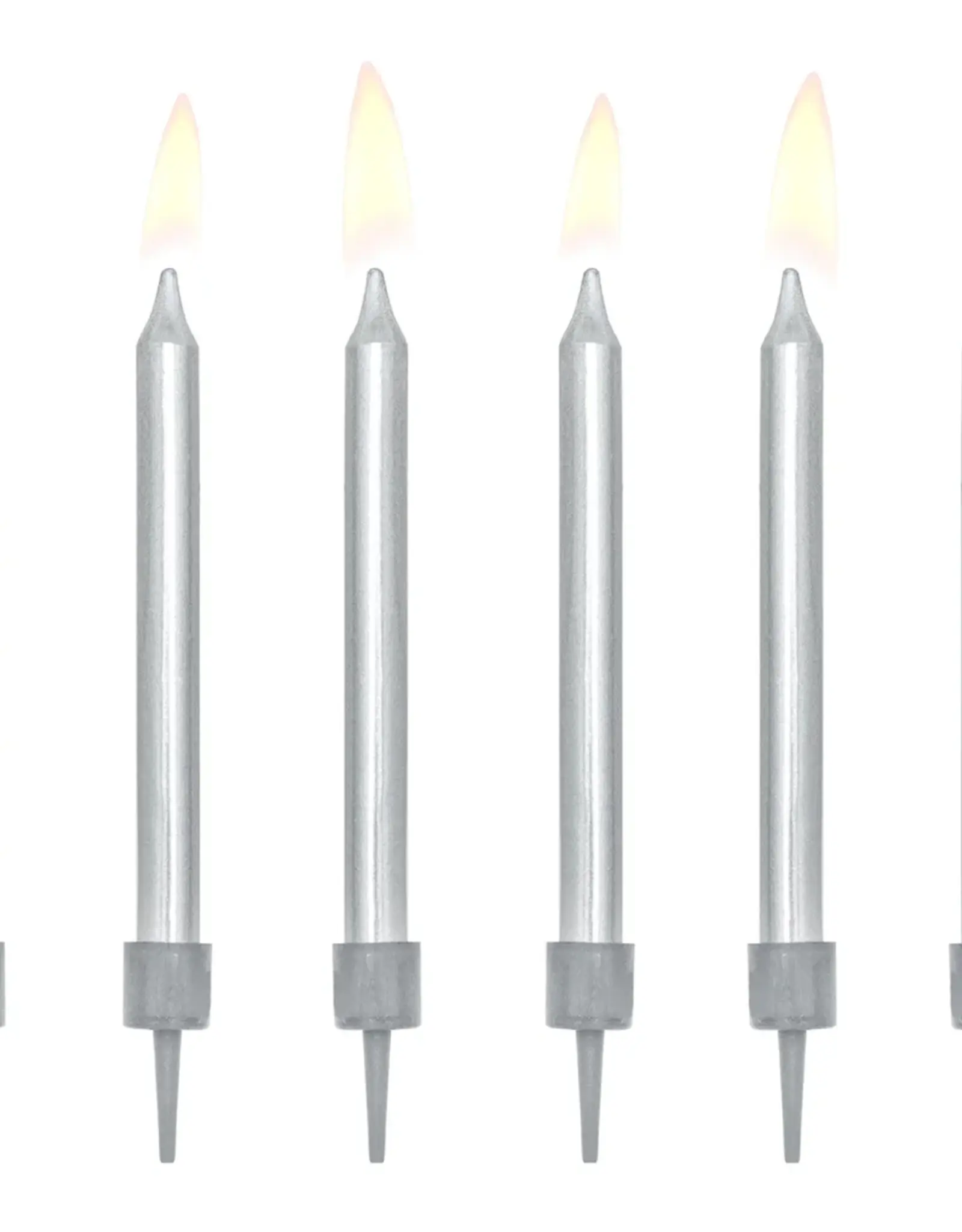 PartyDeco PartyDeco Verjaardag Kaarsen Zilver 6cm pk/6