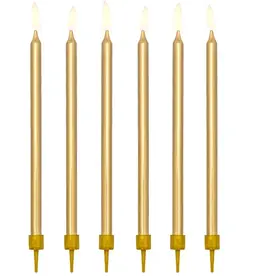 PartyDeco PartyDeco Verjaardagskaarsen Goud 12,5cm pk/12