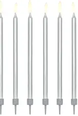 PartyDeco PartyDeco Verjaardagskaarsen Zilver 12,5cm pk/12
