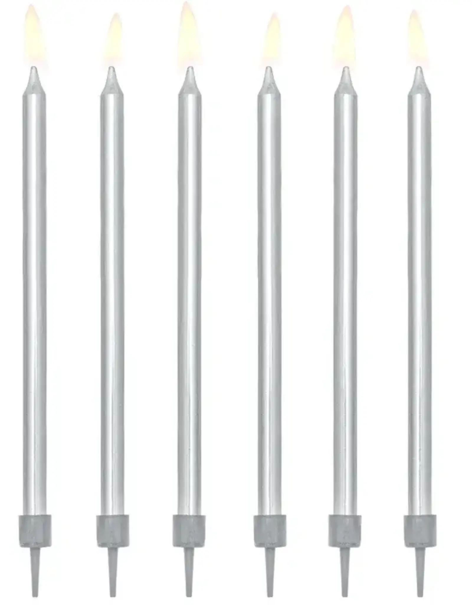 PartyDeco PartyDeco Verjaardagskaarsen Zilver 12,5cm pk/12