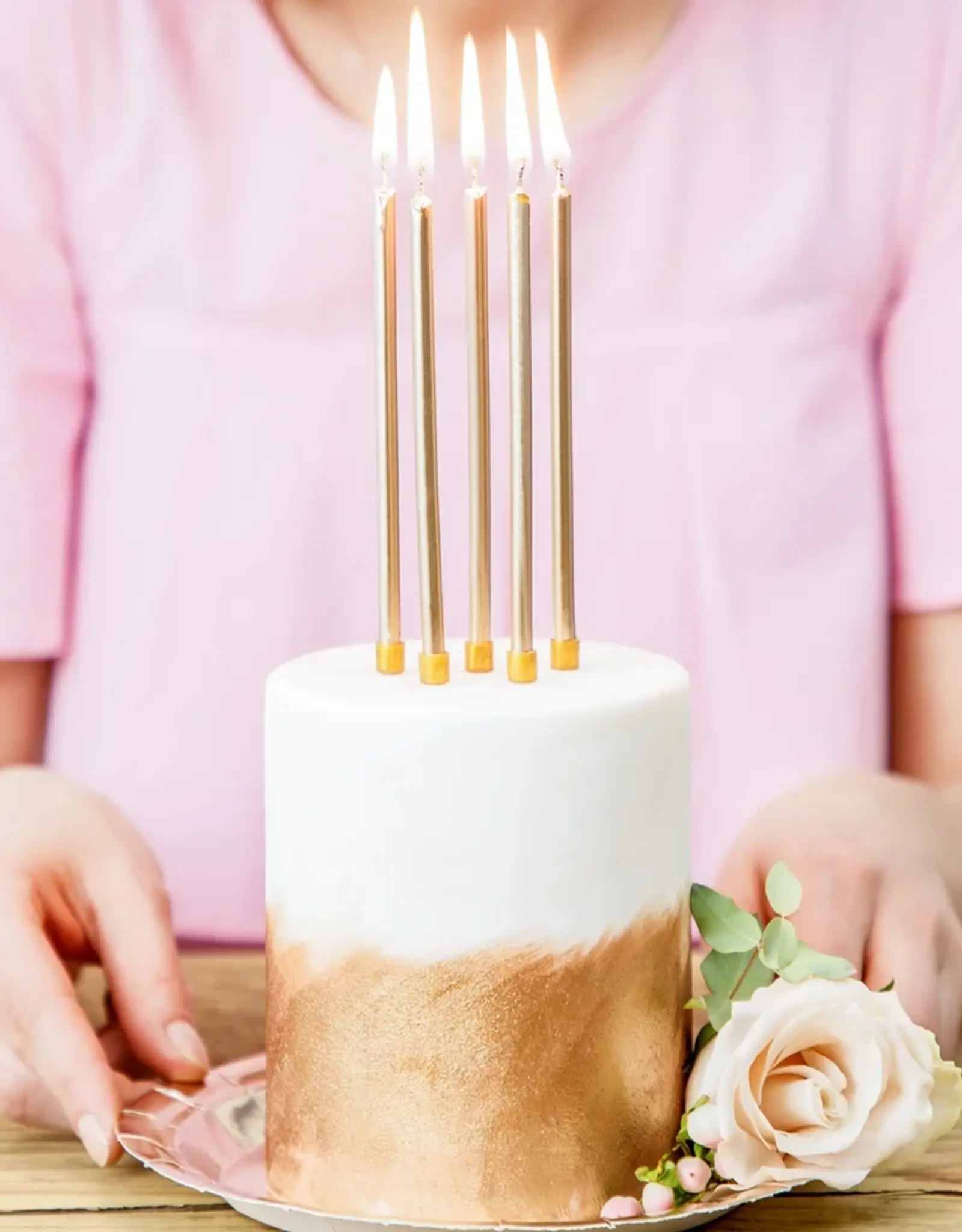 PartyDeco PartyDeco Verjaardagskaarsen Goud 12,5cm pk/12