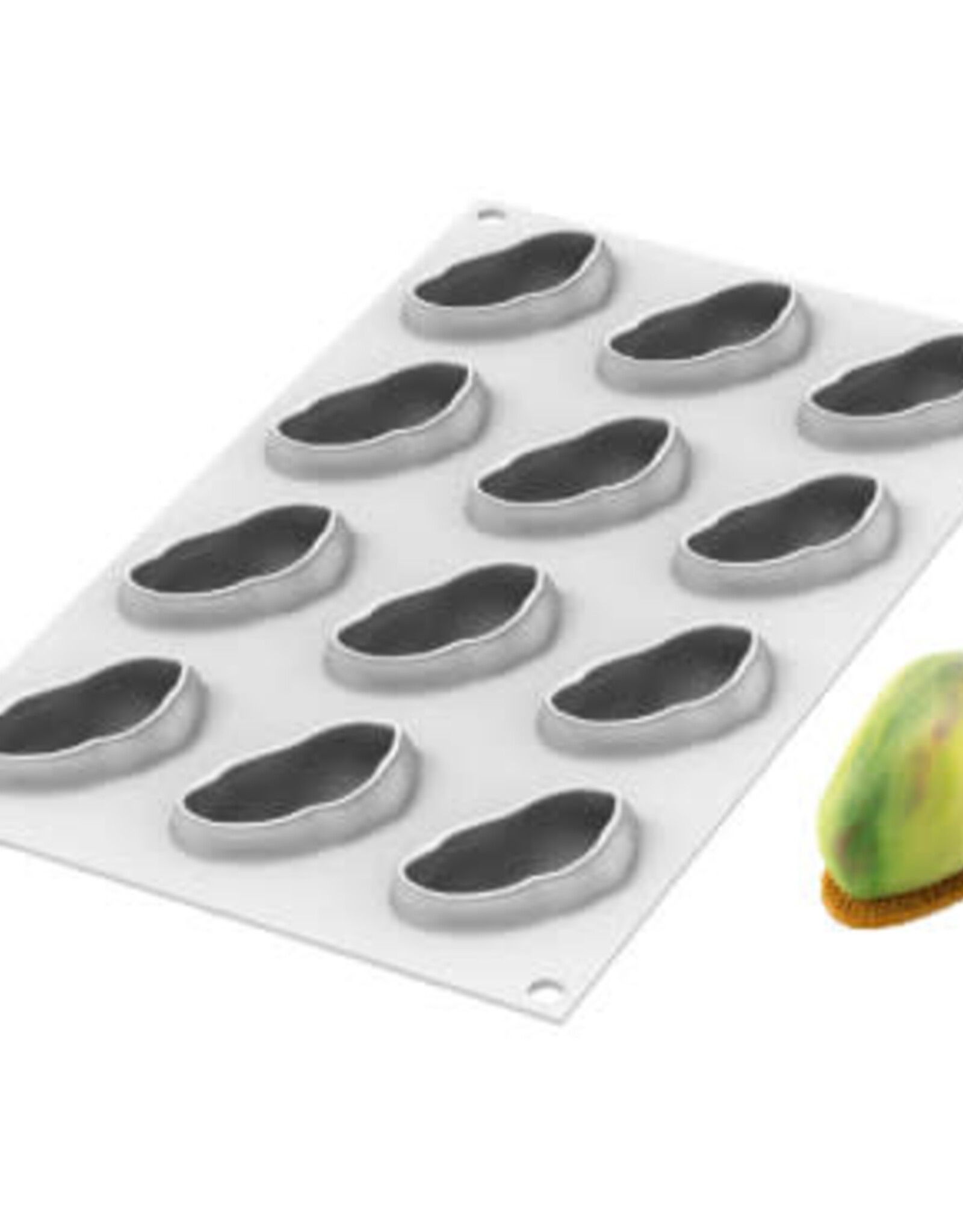 Silikomart Silikomart Siliconen Bakvorm Pistache (12x) 6,2cm + Cutter