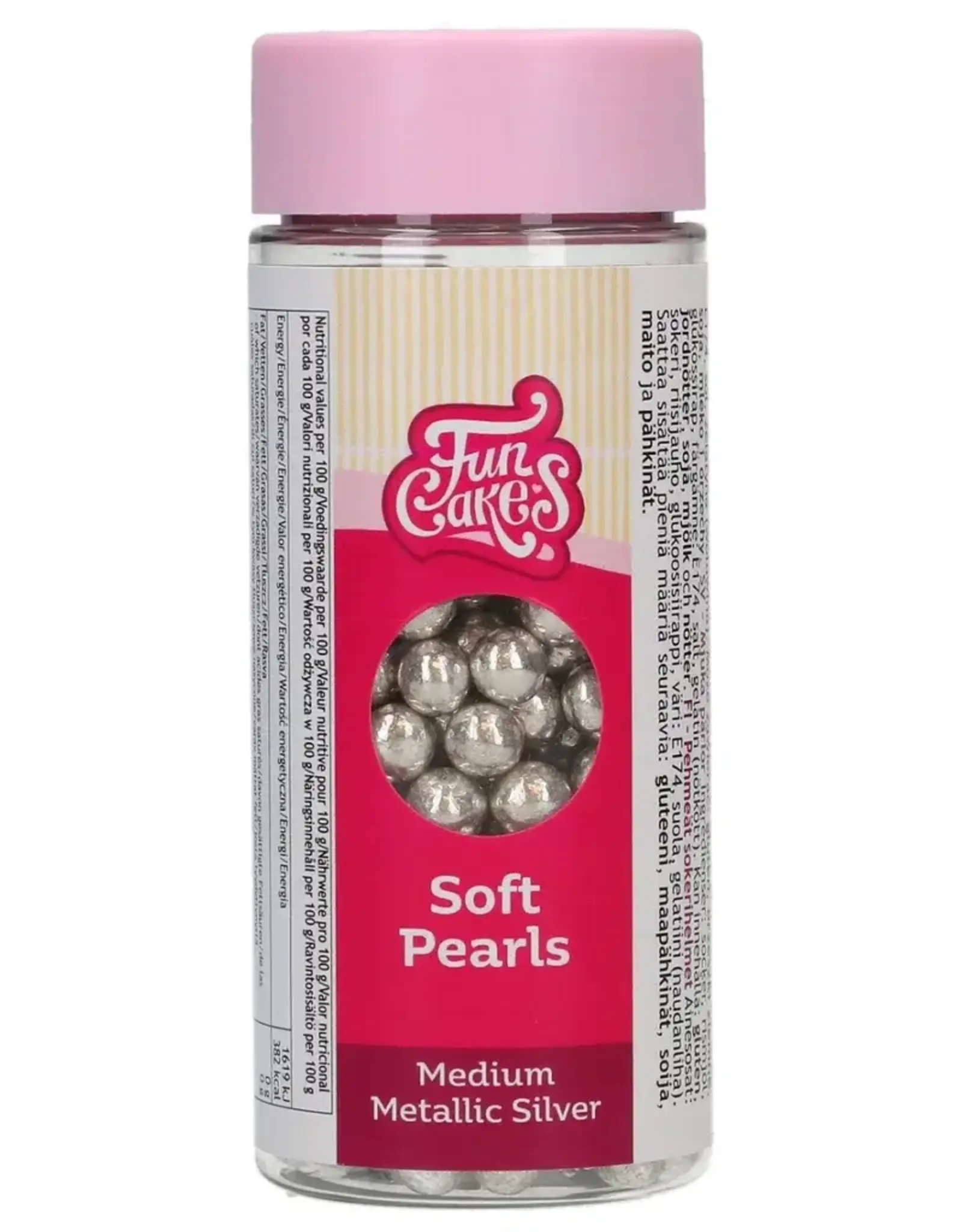 FunCakes FunCakes Zachte Parels Medium Metallic Zilver 55 g