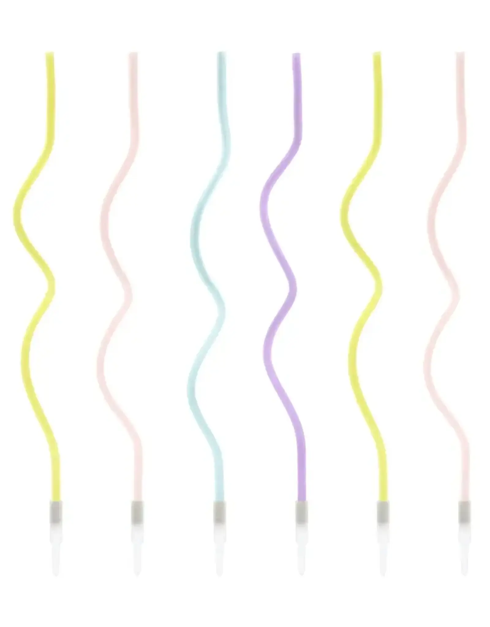 PartyDeco PartyDeco Verjaardagskaarsen Krul Pastel 14cm pk/8