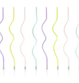 PartyDeco PartyDeco Verjaardagskaarsen Krul Pastel 14cm pk/8