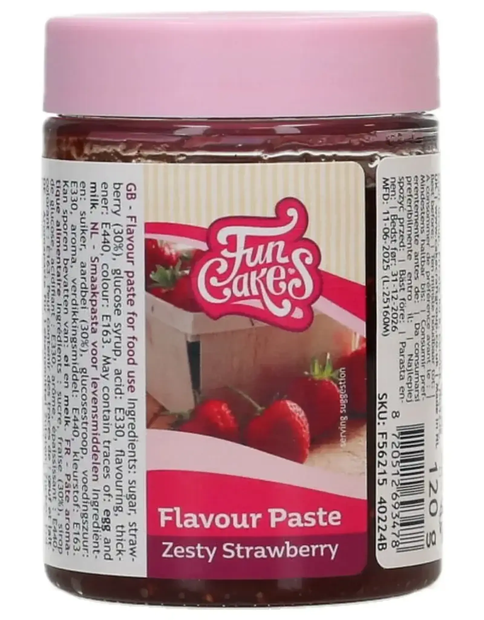 FunCakes FunCakes Smaakpasta -Aardbei Friszuur- 120g