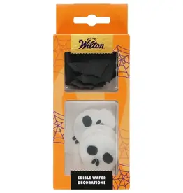 Wilton Wilton Eetbare Papieren Decoraties Vleermuizen en Doodskoppen set/18