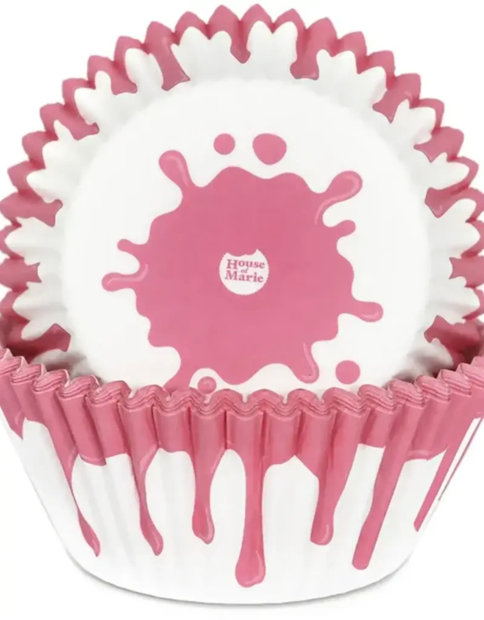 House of Marie House of Marie Baking Cups Drip Pink pk/48