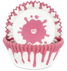 House of Marie Baking Cups Drip Pink pk/48