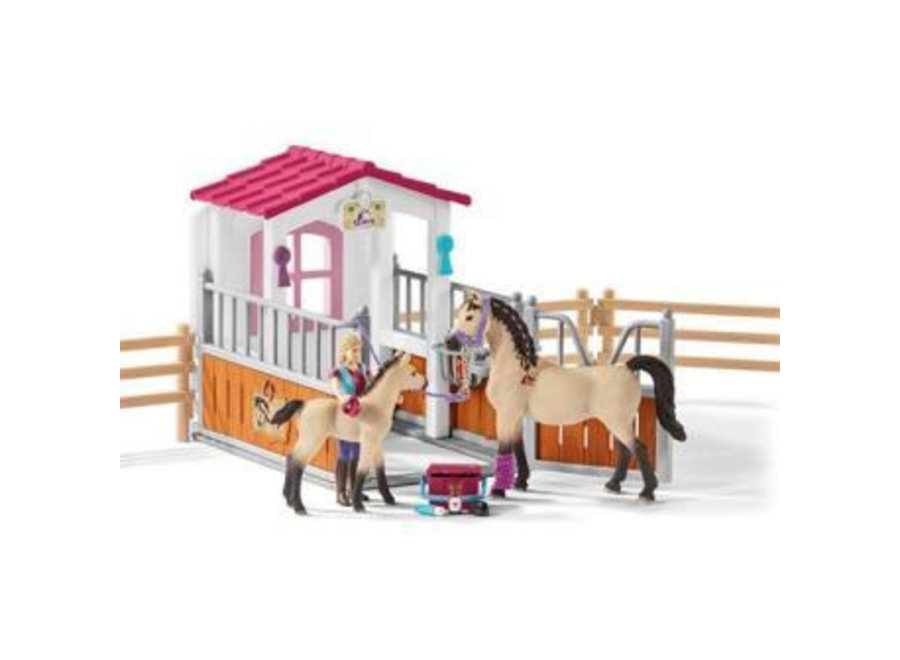 Paardenbox met paarden en verzorgster Aleashop