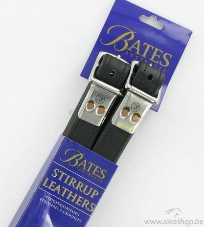 Bates Lederen beugelriemen Bates Zwart