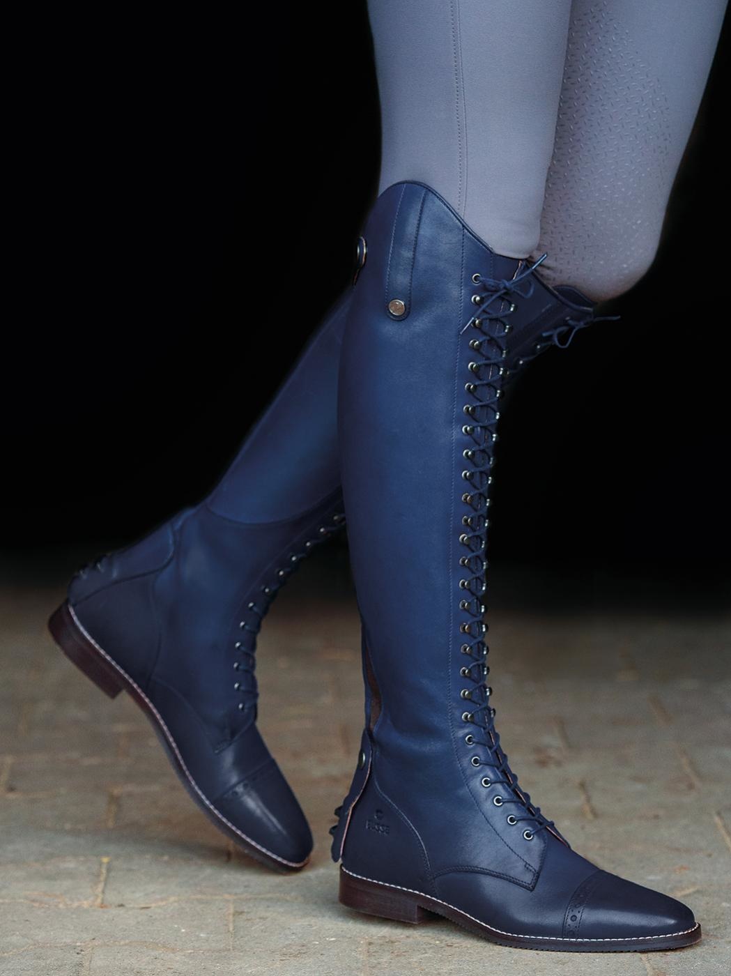 Rijlaarzen met veters Laval blauw - Aleashop