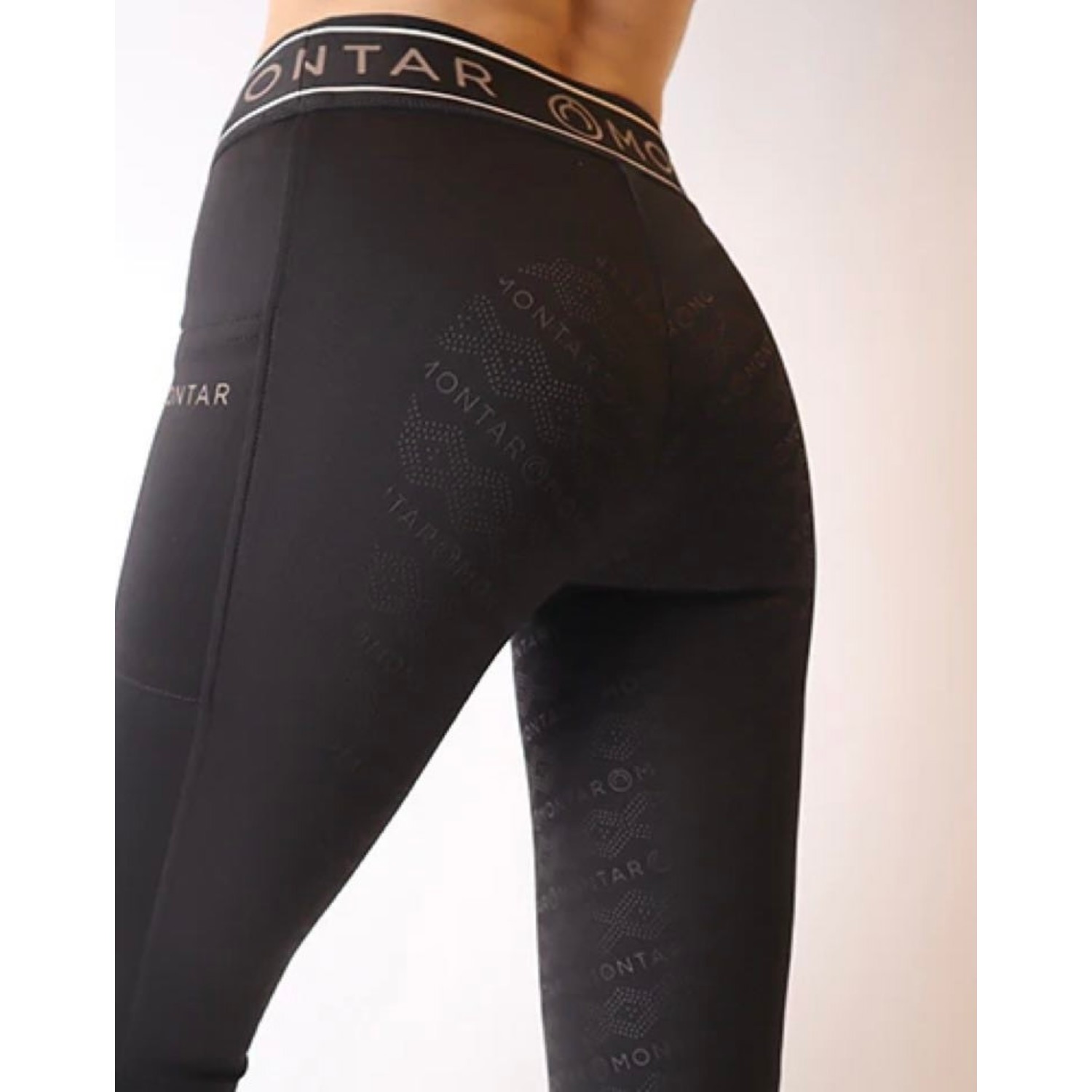 Malani -- Waistline Yoga Pants With Pockets -- Black