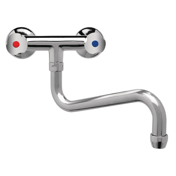 Gastro-Inox High Performance duobloc laag muurmodel 25(Ø)mm mengkraan | Verchroomd koper |  200mm |