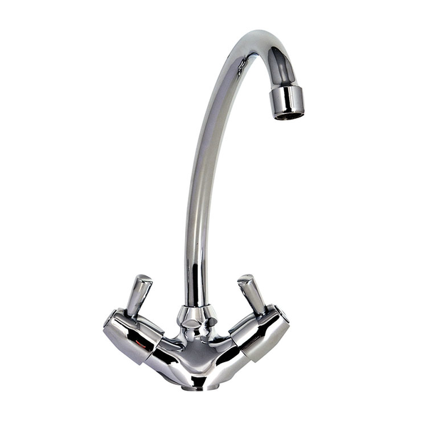 Gastro-Inox monobloc Ø18mm mengkraan met draaihendels | lengte 200mm | Verchroomd koper
