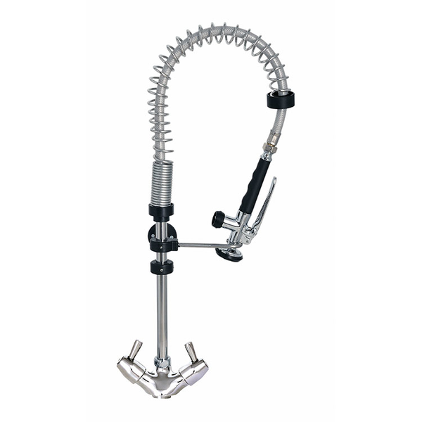 Gastro-Inox monobloc voorspoeldouche met draaihendels | Totale hoogte 700mm | Verchroomd koper