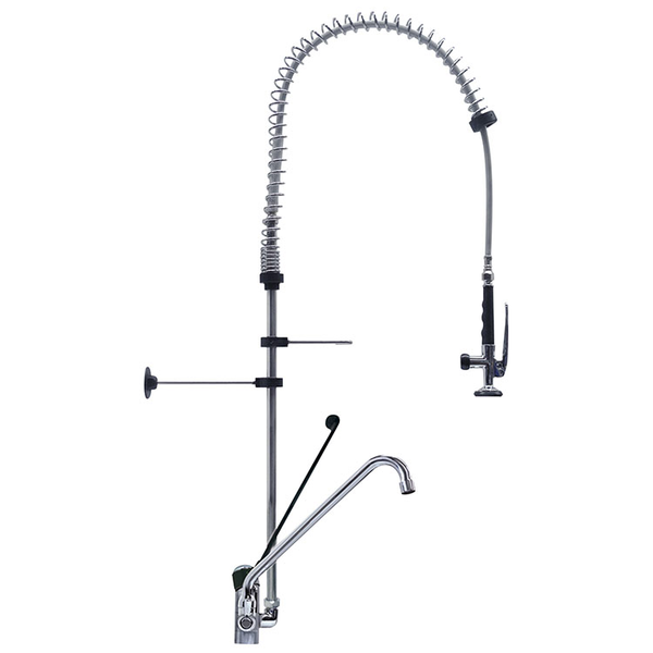 Gastro-Inox monobloc voorspoeldouche met handsfree en zwenkkraan van 250mm | Totale hoogte 1200mm | Verchroomd koper