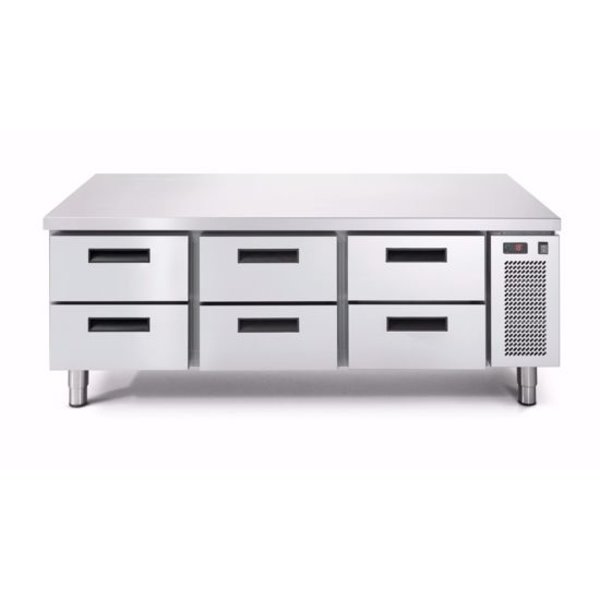 Afinox vrieswerkbank Linear Snack703BT/V 2C | Met werkblad | 6 laden | 1600x685x613(h)mm