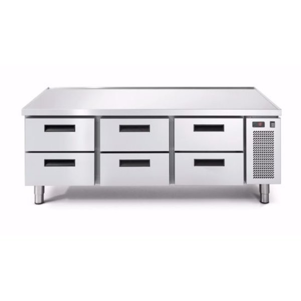 Afinox vrieswerkbank Linear Snack703BT/I 2C | Met werkblad | 6 laden | 1600x685x613(h)mm