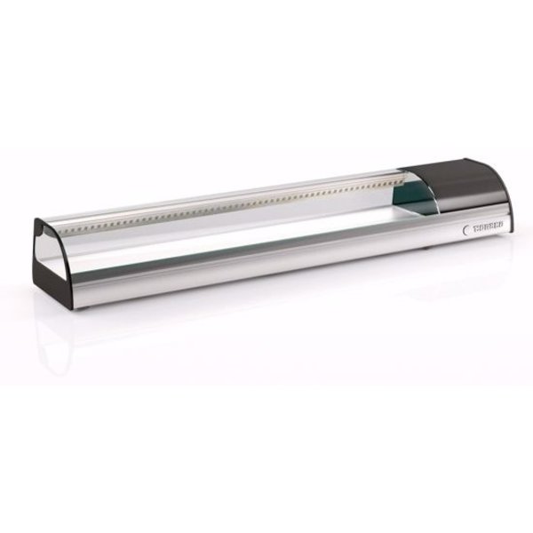 Sushivitrine | RVS/Zwart | 0°C/+5°C | Statisch | 4x 1/3 GN | Compressor Links | 1050x410x255(h)mm
