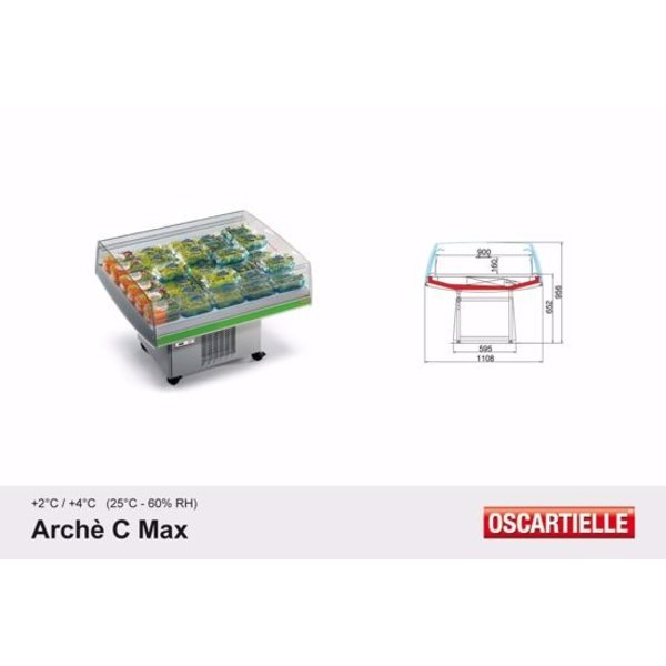 Oscartielle Koeleiland Arche C MAX 1895 | Panorama glasopstand | 1895x1080x956(h)mm