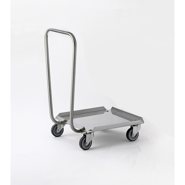 RVS Korvenwagen met duwbeugel | Korven 50x50cm | 600x515x165(h)mm