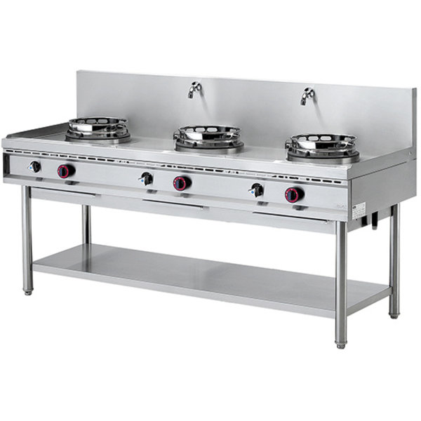 Gas Wok | 700 Line Range | Met Watergordijn | 3 Brander | 39kW | 2000x700x800/1150(h)mm